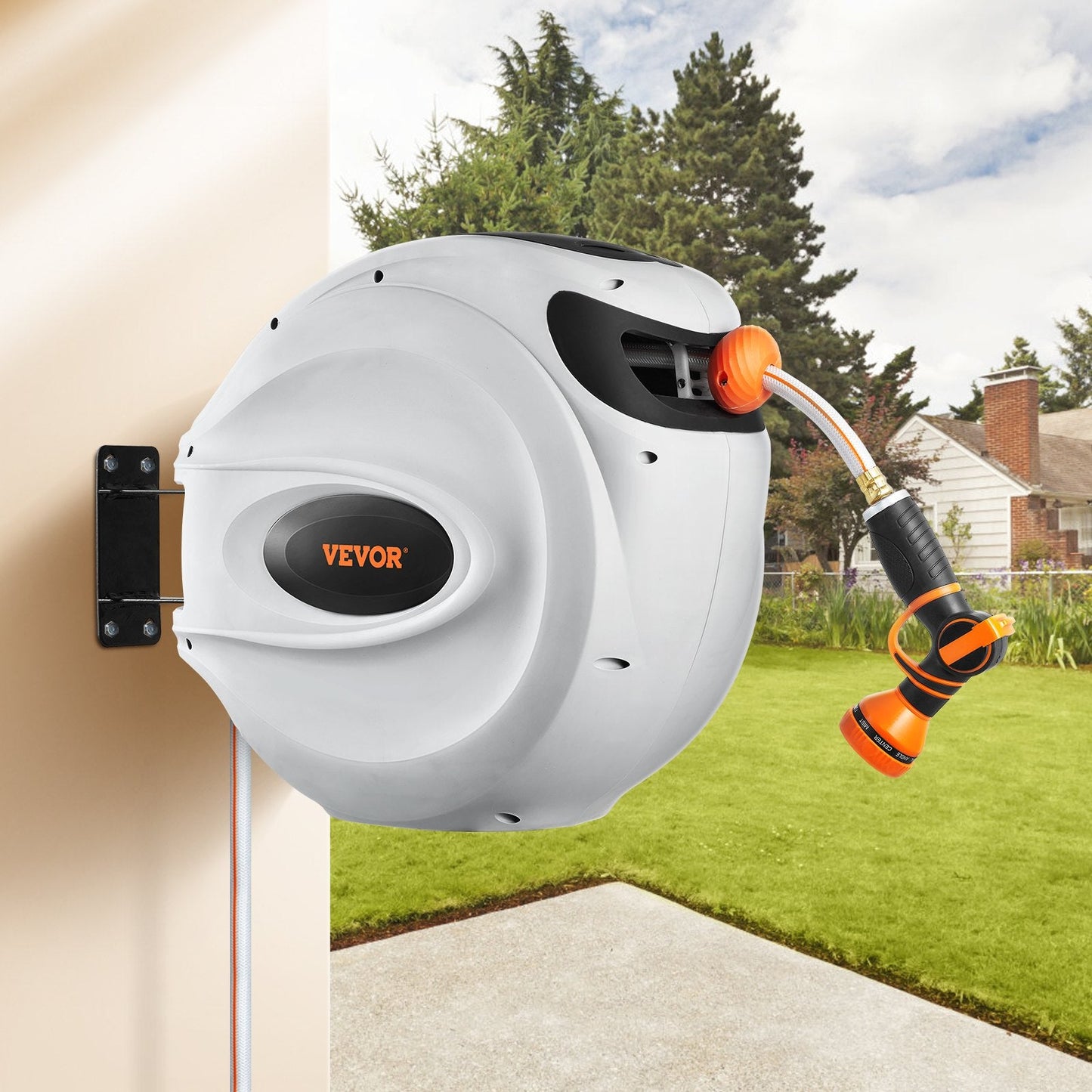 Retractable Hose Reel Water Hose Reel 130'x5/8" 180° Swivel Wall-Mounted (Buy 2 Free shipping)