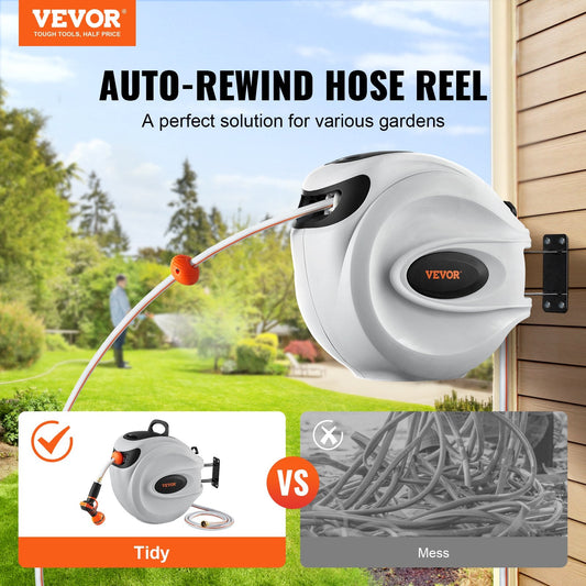 Retractable Hose Reel Water Hose Reel 130'x5/8" 180° Swivel Wall-Mounted (Buy 2 Free shipping)